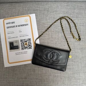 ✨Chanel CC Lambskin Wallet Clutch Black Gold Pristine WOC Style Authenticated✨